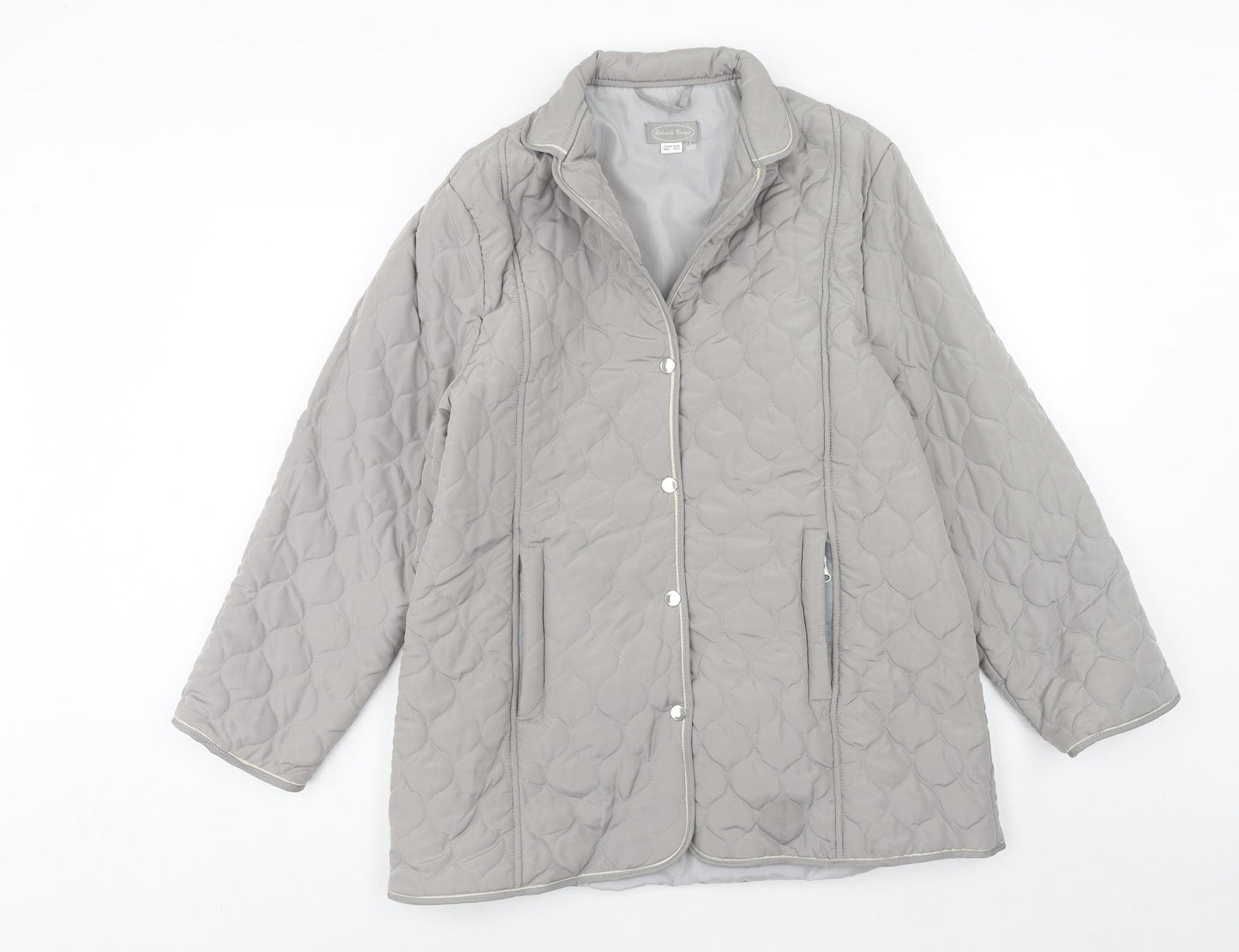 Gabrielle Vicenza Womens Grey Quilted Jacket Size 10 Button - Size 10-12