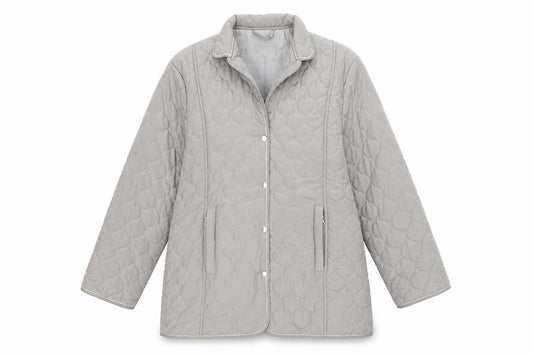 Gabrielle Vicenza Womens Grey Quilted Jacket Size 10 Button - Size 10-12