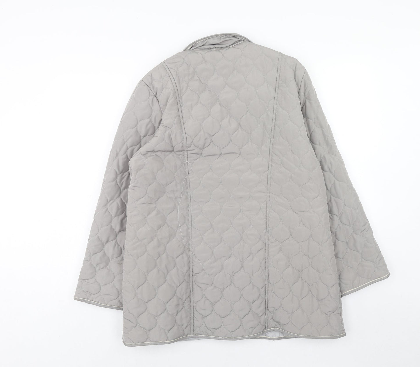 Gabrielle Vicenza Womens Grey Quilted Jacket Size 10 Button - Size 10-12