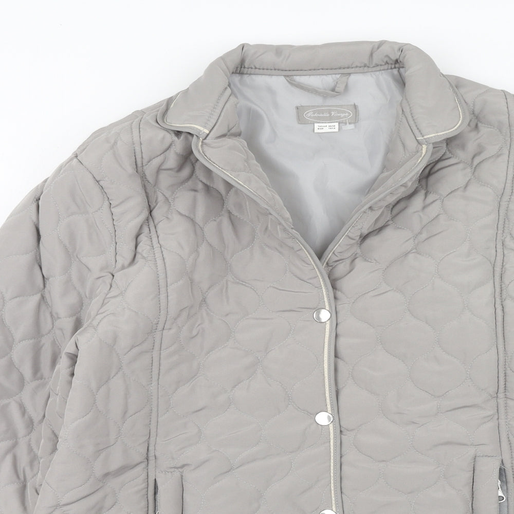 Gabrielle Vicenza Womens Grey Quilted Jacket Size 10 Button - Size 10-12