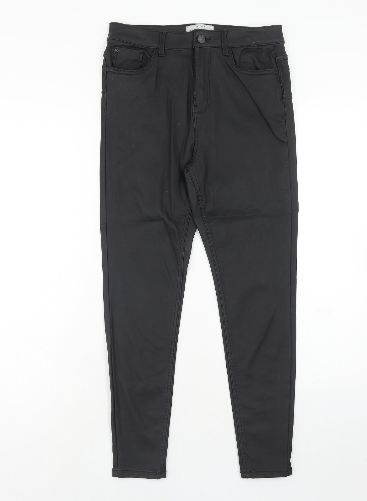 New Look Womens Black Viscose Trousers Size 12 Regular Zip