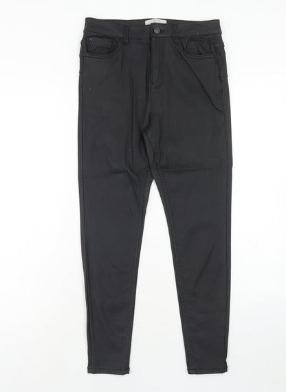New Look Womens Black Viscose Trousers Size 12 Regular Zip