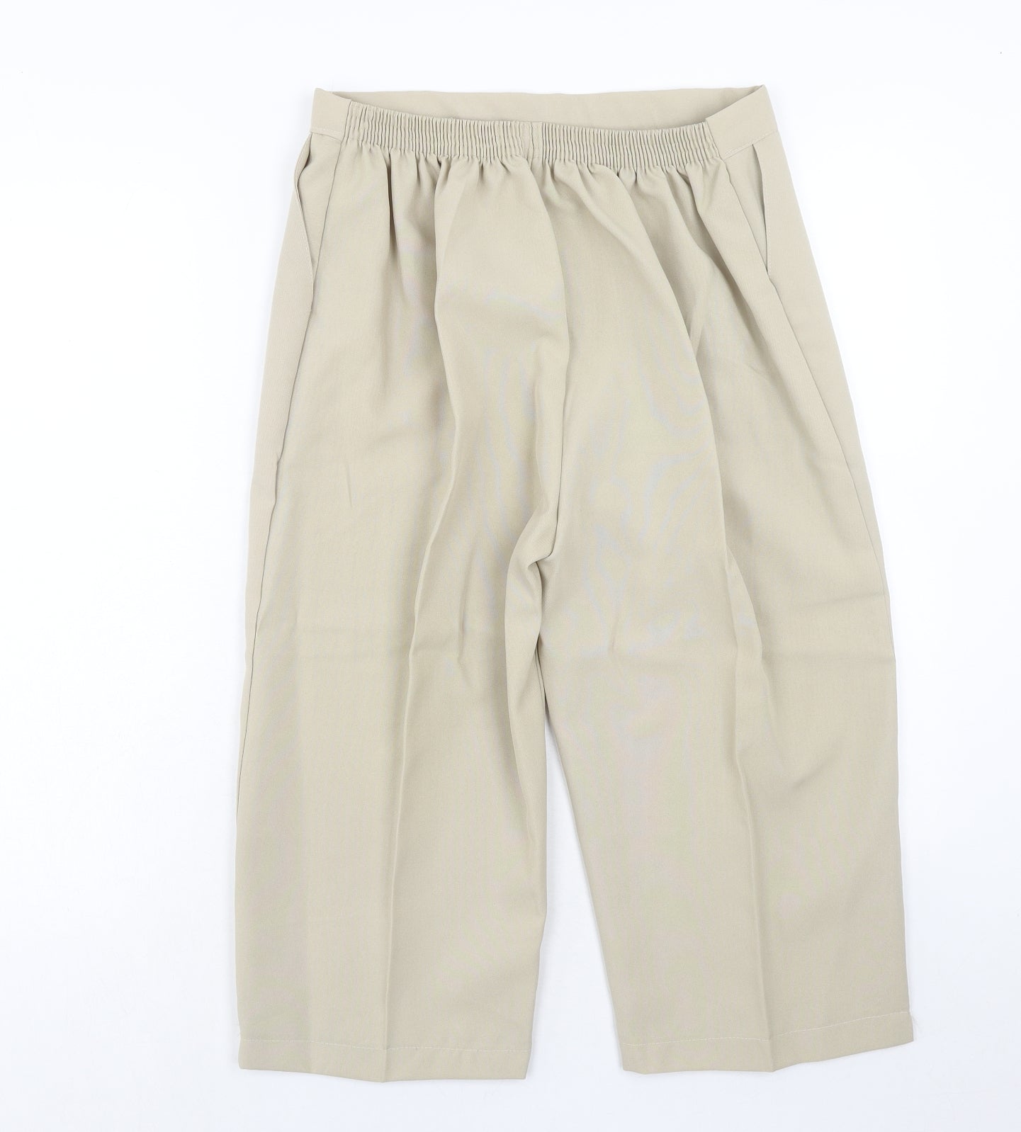 Preworn Womens Beige Polyester Trousers Size 10 Regular