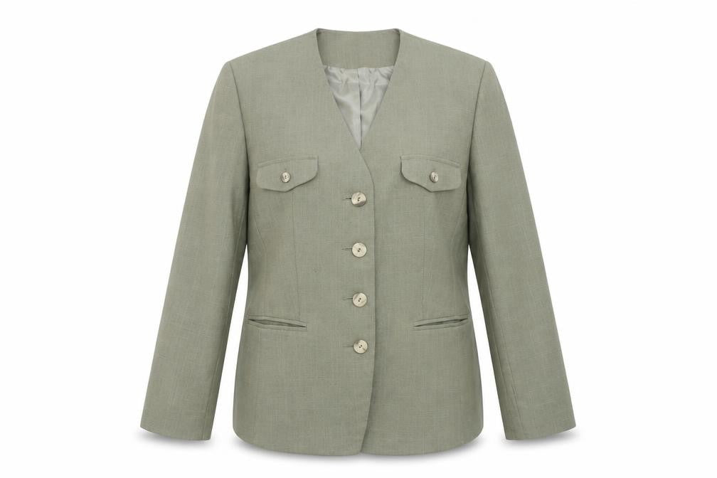 Michael H Womens Green Polyester Jacket Blazer Size 16