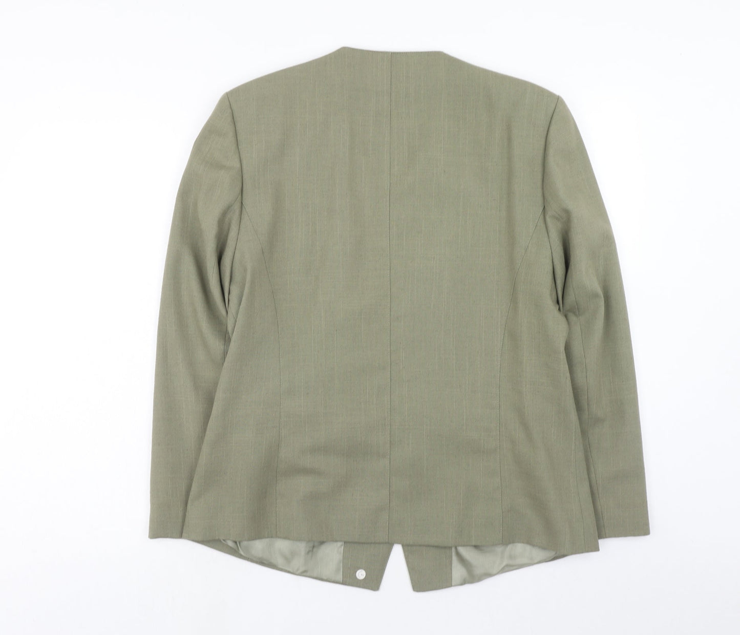 Michael H Womens Green Polyester Jacket Blazer Size 16
