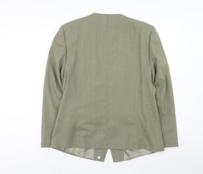 Michael H Womens Green Polyester Jacket Blazer Size 16