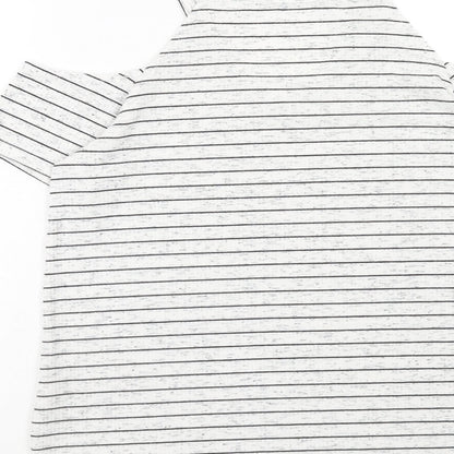 Papaya Womens White Striped Polyester Basic T-Shirt Size 12 V-Neck - Cold Shoulder