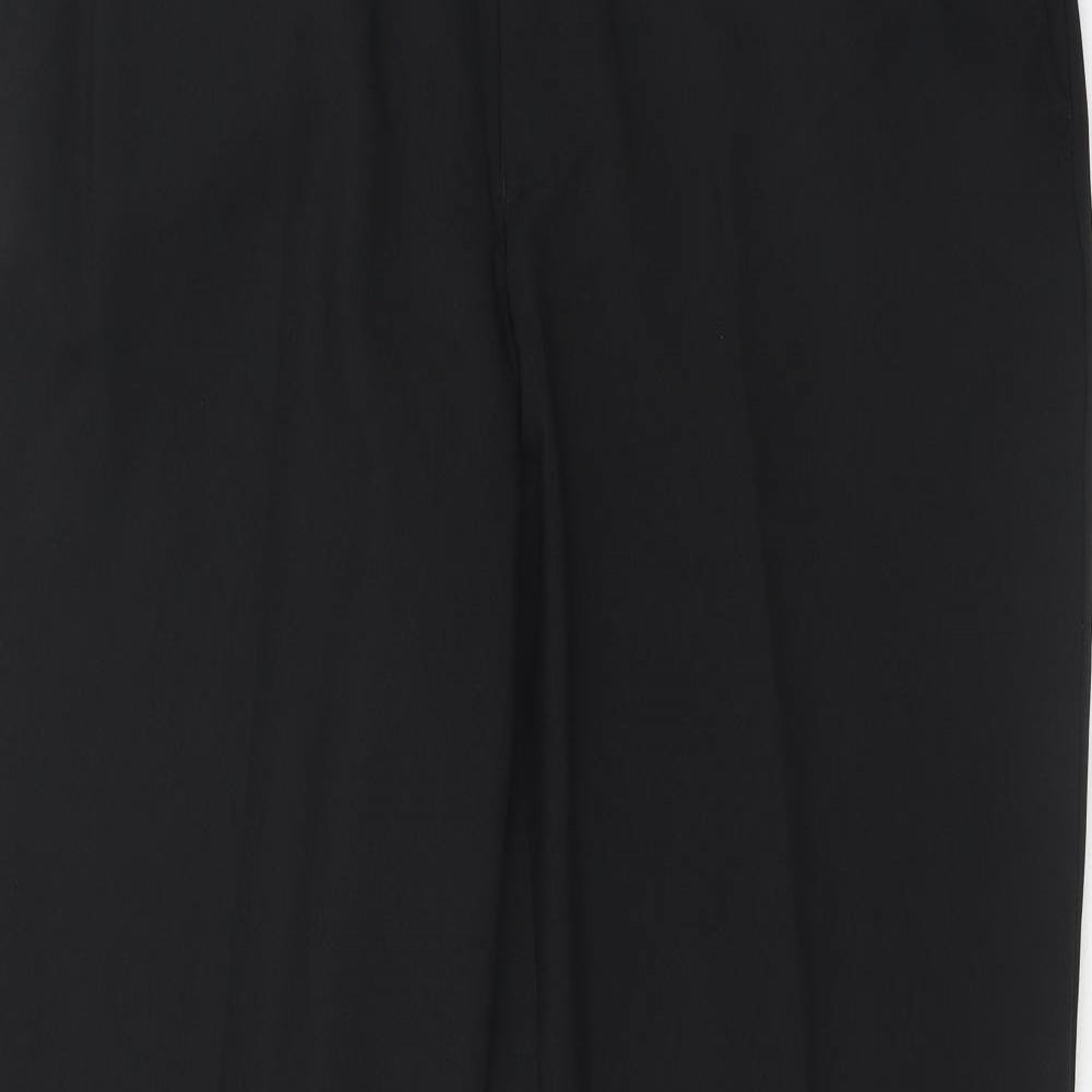 F&F Mens Black Polyester Dress Pants Trousers Size 28 in L33 in Regular Zip - Long Leg