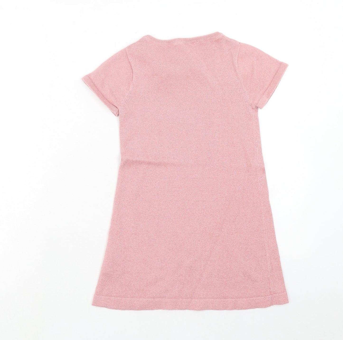 H&M Girls Pink Cotton A-Line Size 4 Years Scoop Neck Pullover - 4-6 Years