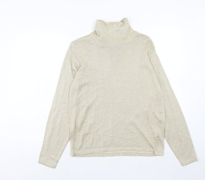 Talbots Womens Gold Mock Neck Cotton Pullover Jumper Size M