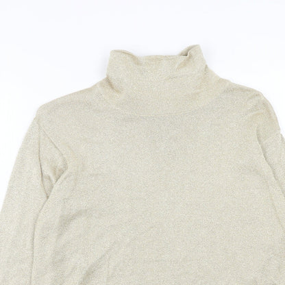 Talbots Womens Gold Mock Neck Cotton Pullover Jumper Size M
