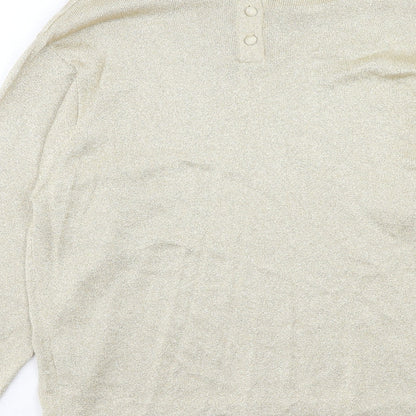 Talbots Womens Gold Mock Neck Cotton Pullover Jumper Size M