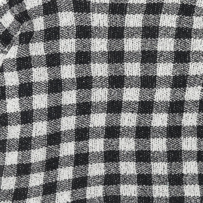 F&F Womens Black Round Neck Check Cotton Pullover Jumper Size 6