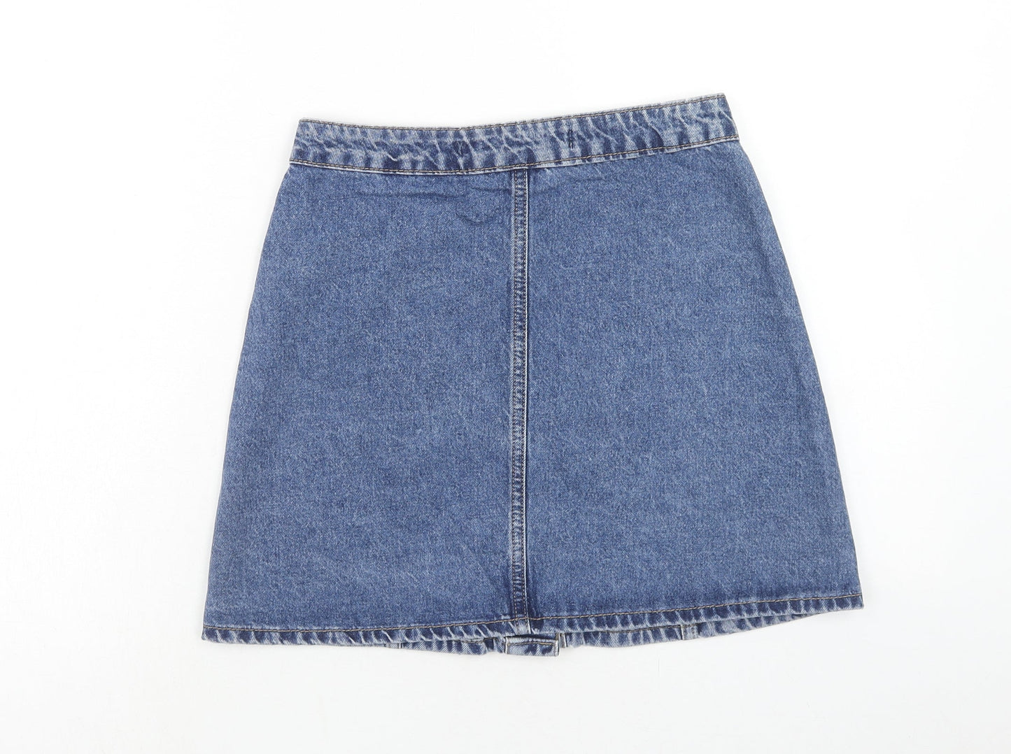 Denim & Co. Womens Blue Cotton A-Line Skirt Size 8 Zip