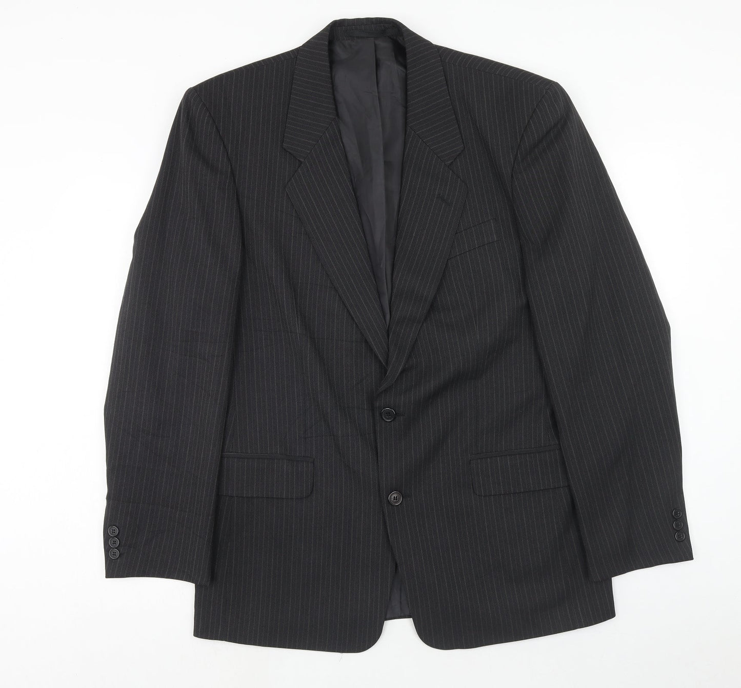 C&A Mens Grey Striped Polyester Jacket Suit Jacket Size 38 Regular