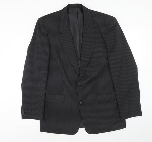 C&A Mens Grey Striped Polyester Jacket Suit Jacket Size 38 Regular
