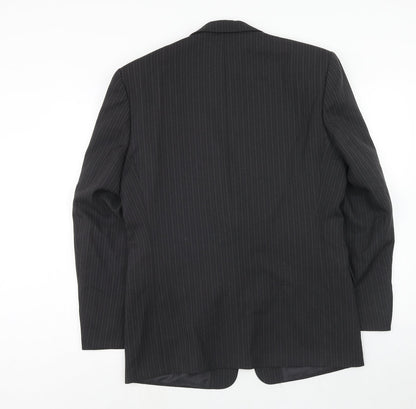 C&A Mens Grey Striped Polyester Jacket Suit Jacket Size 38 Regular