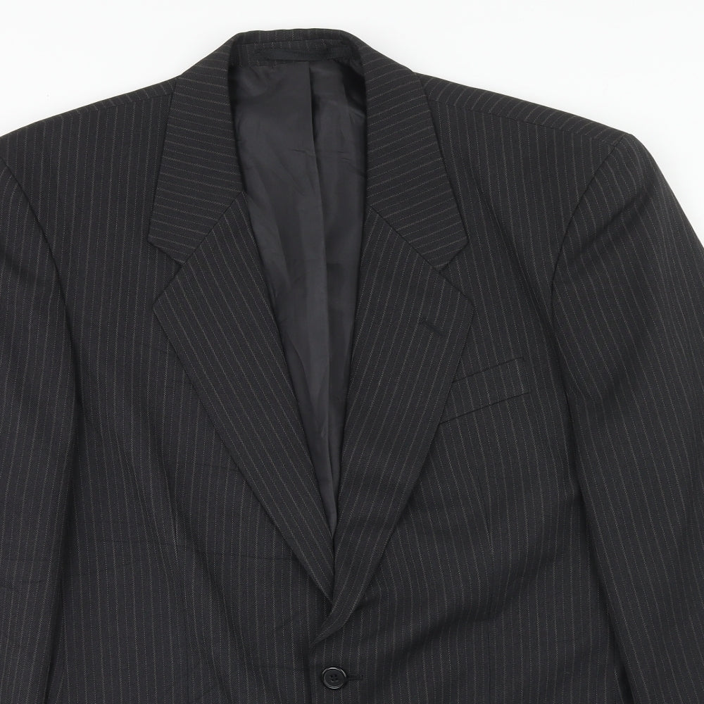 C&A Mens Grey Striped Polyester Jacket Suit Jacket Size 38 Regular