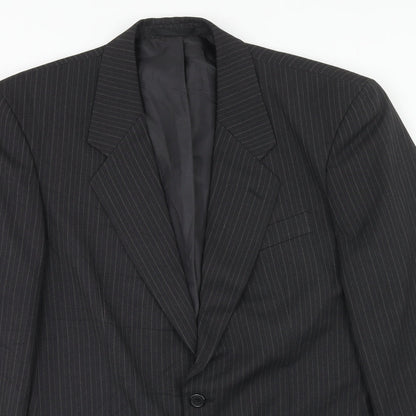 C&A Mens Grey Striped Polyester Jacket Suit Jacket Size 38 Regular
