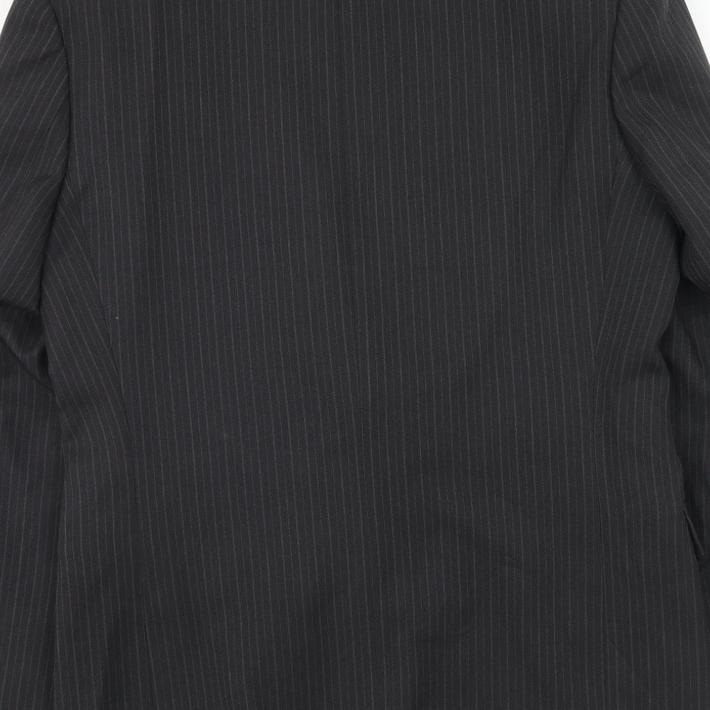 C&A Mens Grey Striped Polyester Jacket Suit Jacket Size 38 Regular