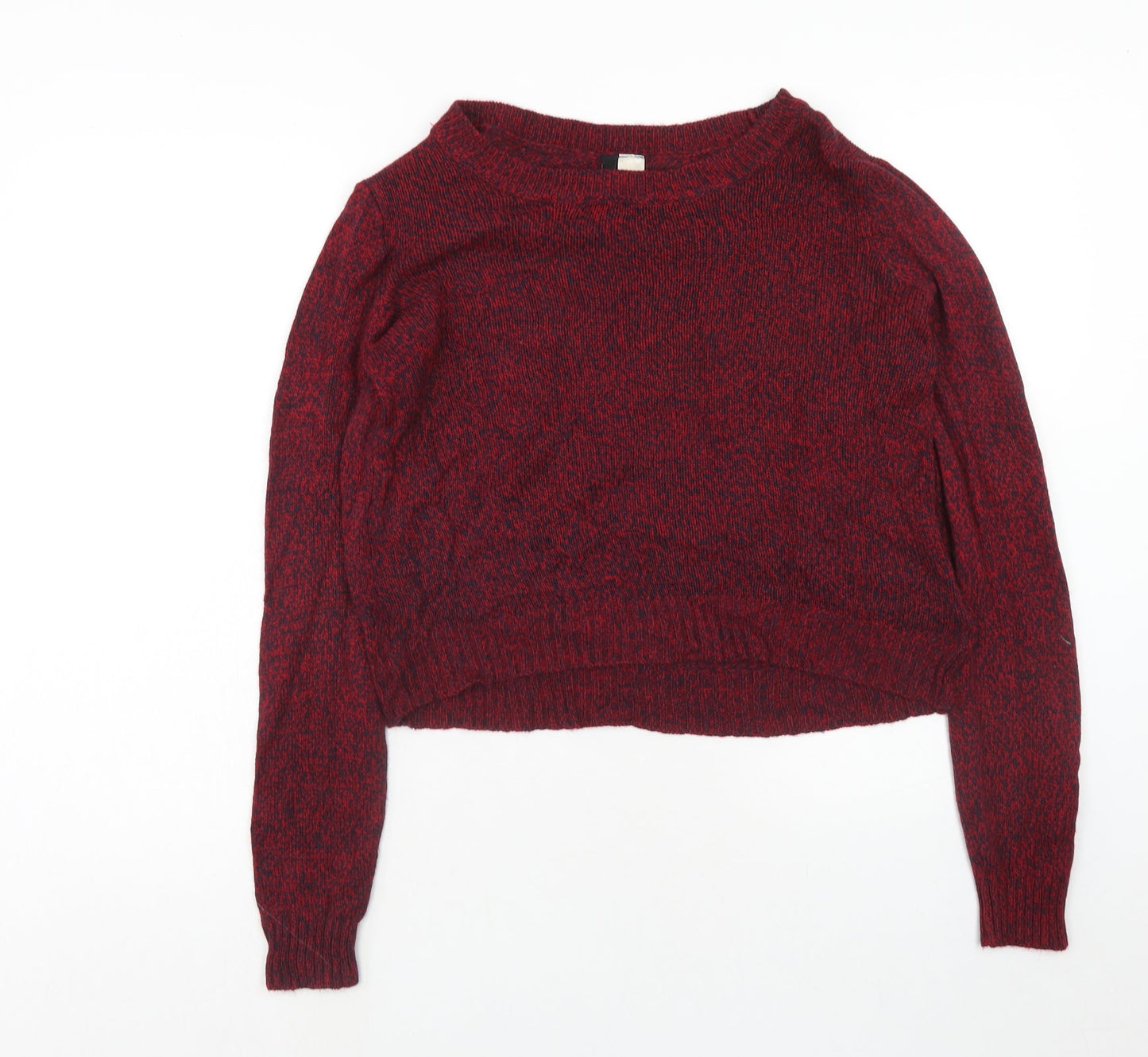 H&M Womens Red Round Neck Acrylic Pullover Jumper Size M