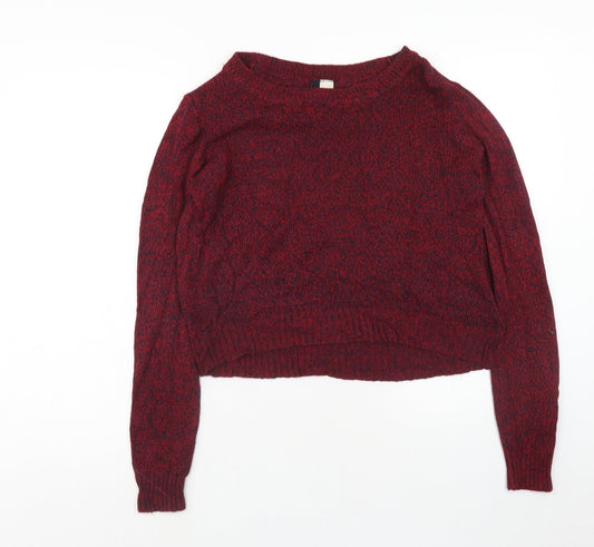 H&M Womens Red Round Neck Acrylic Pullover Jumper Size M