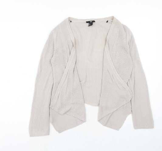 H&M Womens Beige V-Neck Acrylic Cardigan Jumper Size S
