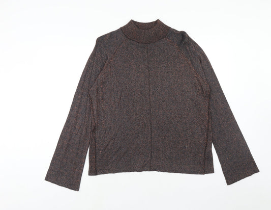 Topshop Womens Brown Mock Neck Viscose Pullover Jumper Size 12