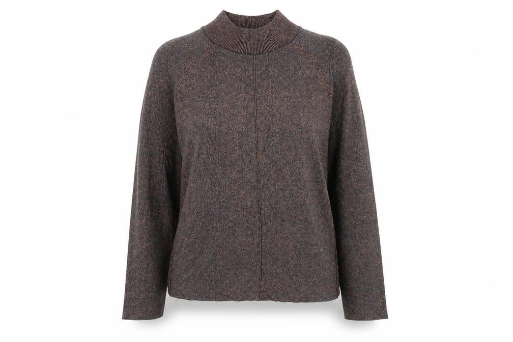 Topshop Womens Brown Mock Neck Viscose Pullover Jumper Size 12
