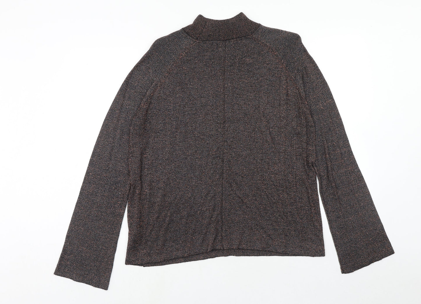 Topshop Womens Brown Mock Neck Viscose Pullover Jumper Size 12