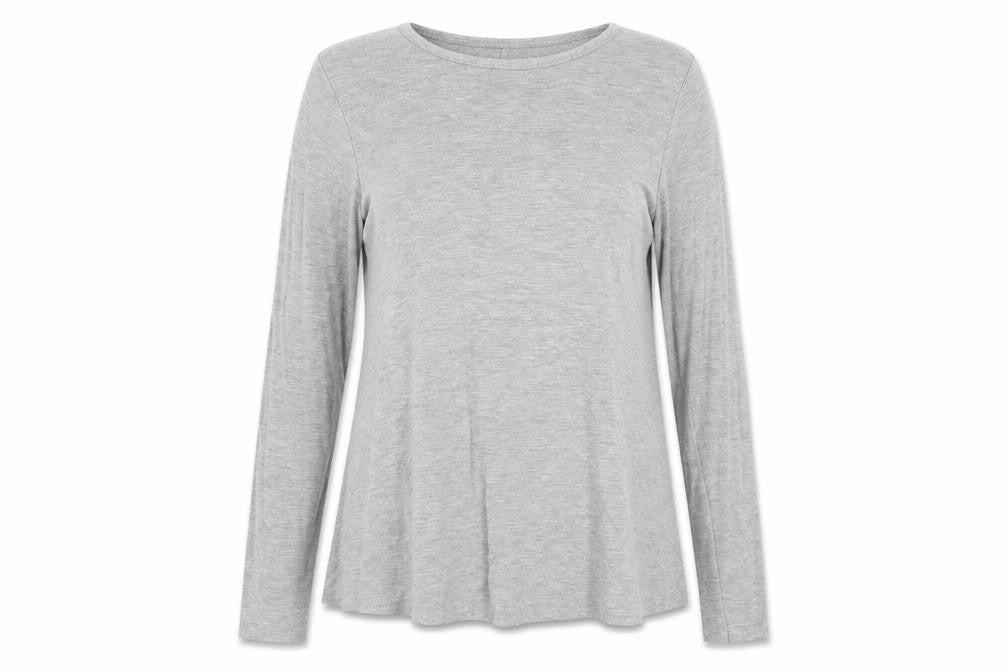 Boohoo Womens Grey Polyester Basic T-Shirt Size 6 Round Neck