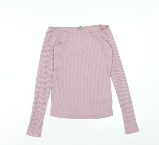 ASOS Womens Purple Viscose Basic T-Shirt Size 12 Off the Shoulder