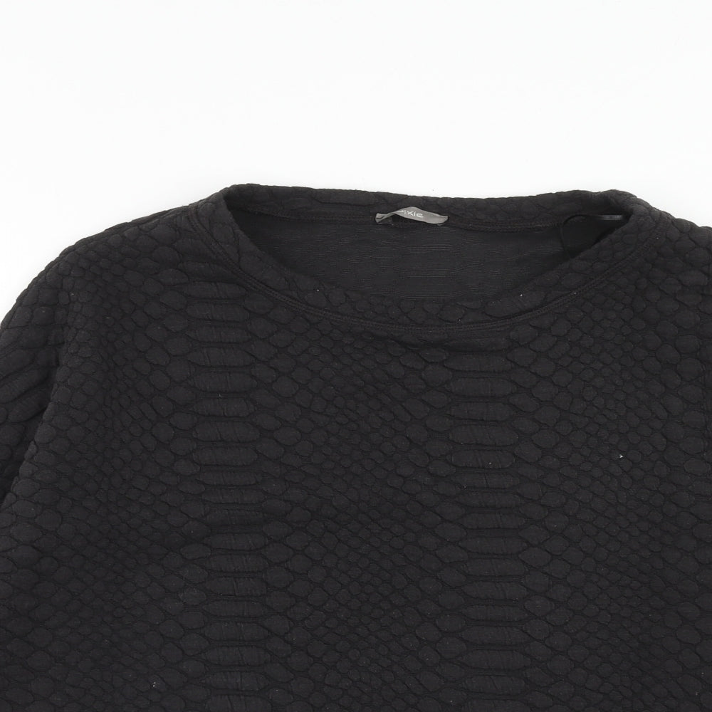 Dixie Womens Black Geometric Polyester Pullover Sweatshirt Size M Pullover