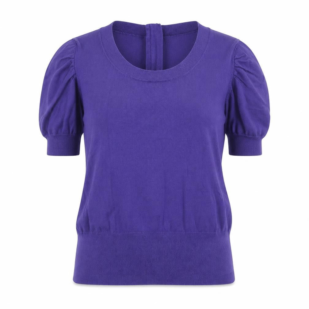 Debenhams Womens Purple Scoop Neck Cotton Pullover Jumper Size 12 Zip