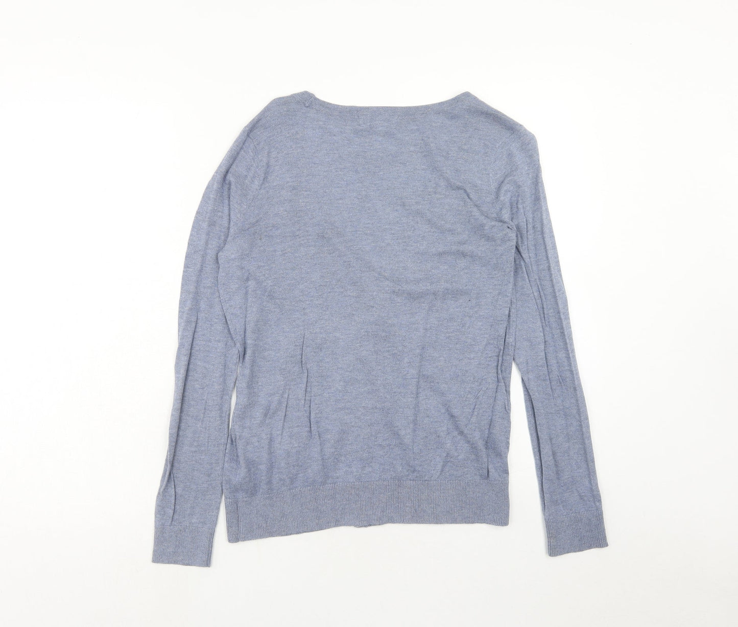 FOREVER 21 Womens Blue V-Neck Cotton Cardigan Jumper Size S