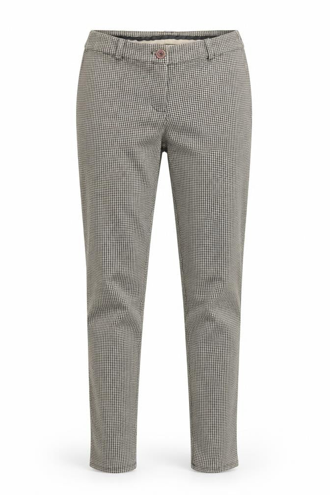 Preworn Womens Brown Geometric Viscose Trousers Size 8 Regular Zip - Houndstooth Pattern