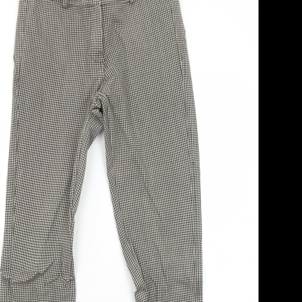 Preworn Womens Brown Geometric Viscose Trousers Size 8 Regular Zip - Houndstooth Pattern