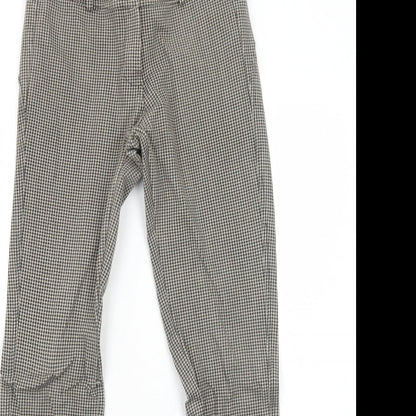 Preworn Womens Brown Geometric Viscose Trousers Size 8 Regular Zip - Houndstooth Pattern