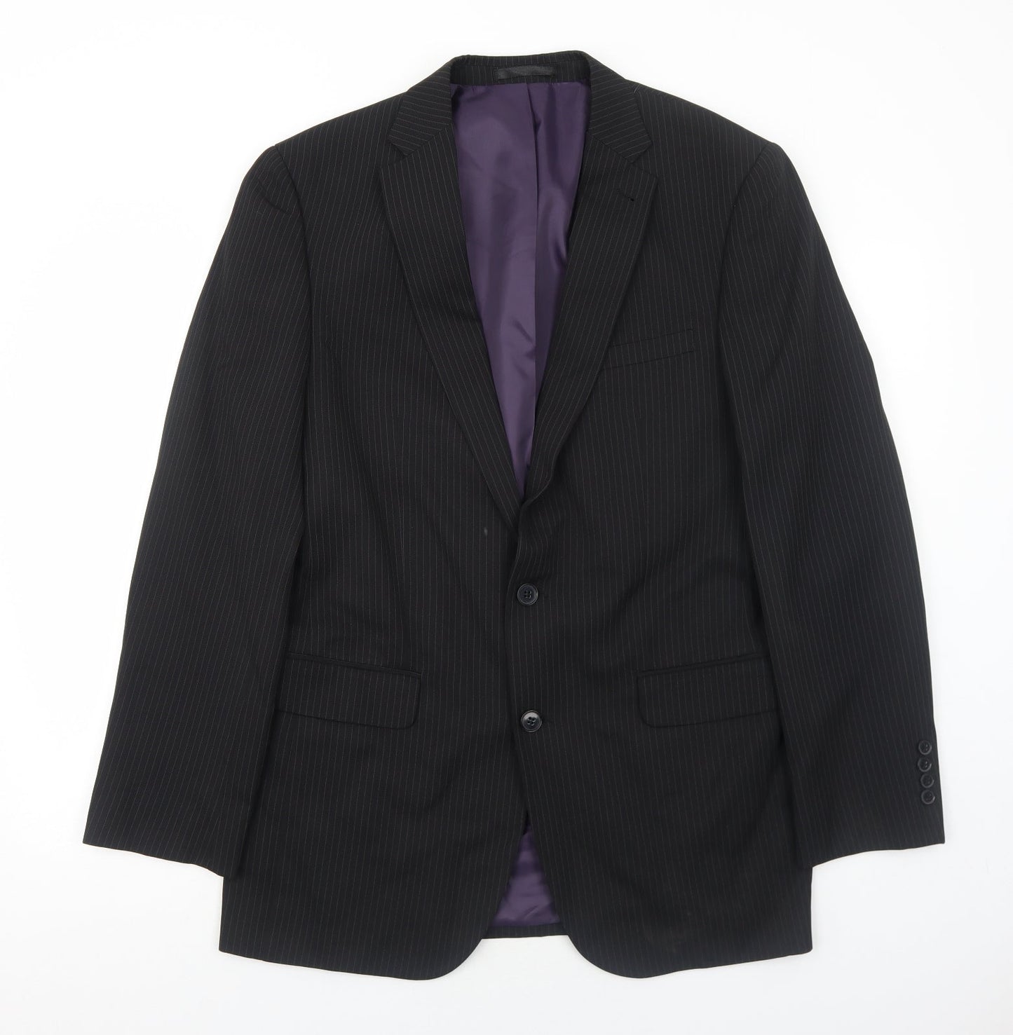Taylor & Wright Mens Black Striped Polyester Jacket Suit Jacket Size 40 Regular