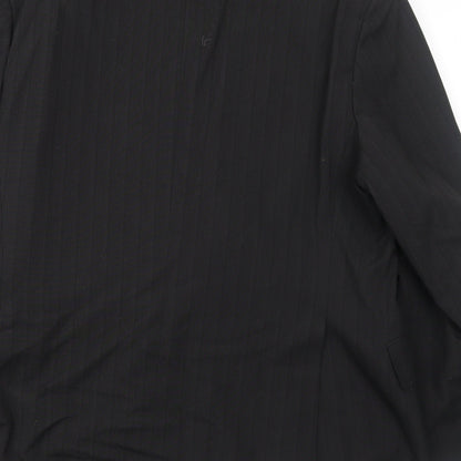 George Mens Black Striped Polyester Jacket Blazer Size 40 Regular