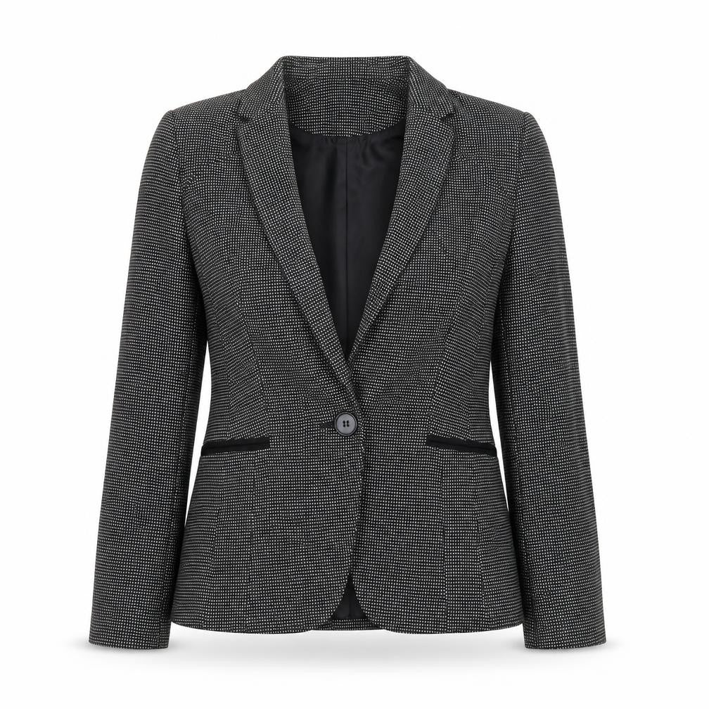 Atmosphere Womens Black Geometric Polyester Jacket Blazer Size 6