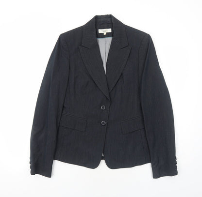 Next Womens Black Pinstripe Polyester Jacket Blazer Size 12