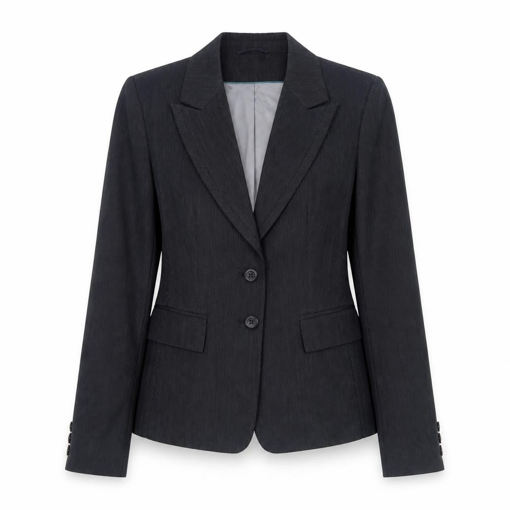 NEXT Womens Black Pinstripe Polyester Jacket Blazer Size 12