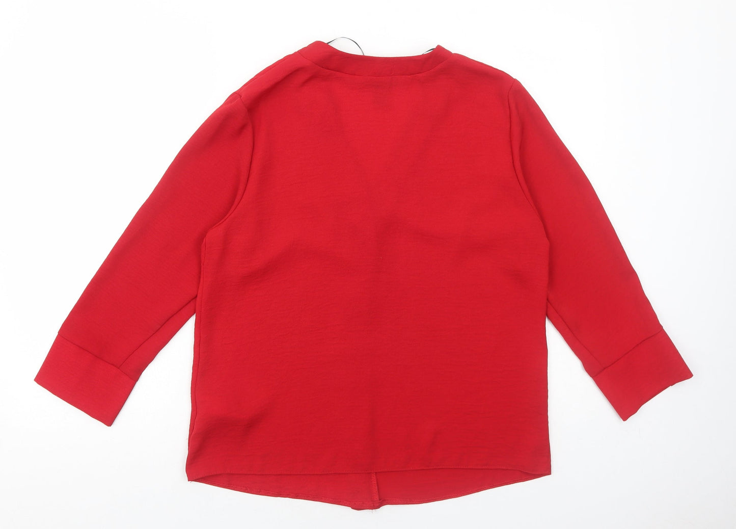 New Look Womens Red Polyester Basic Blouse Size 14 V-Neck