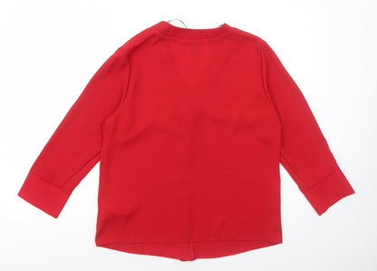New Look Womens Red Polyester Basic Blouse Size 14 V-Neck