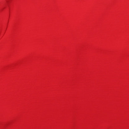 New Look Womens Red Polyester Basic Blouse Size 14 V-Neck