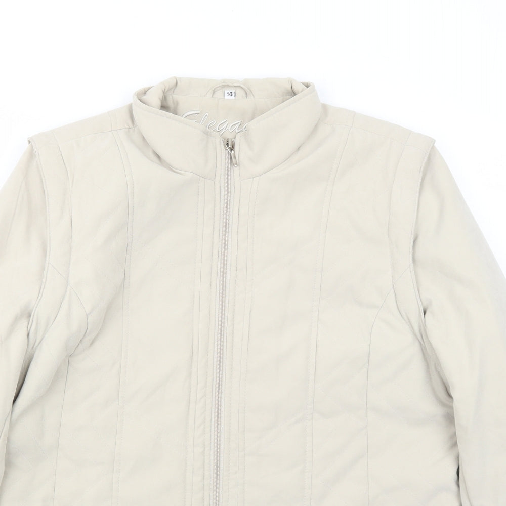Elegance Womens Beige Jacket Size 14 Zip