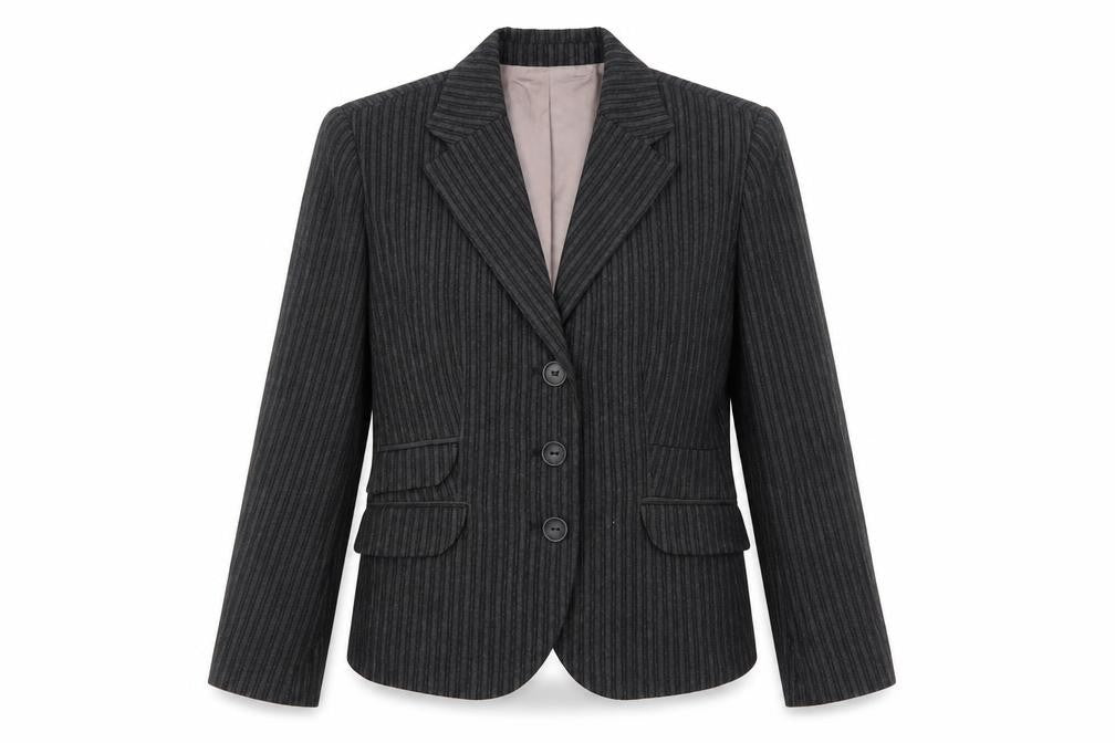 Zara Womens Grey Striped Viscose Jacket Suit Jacket Size S