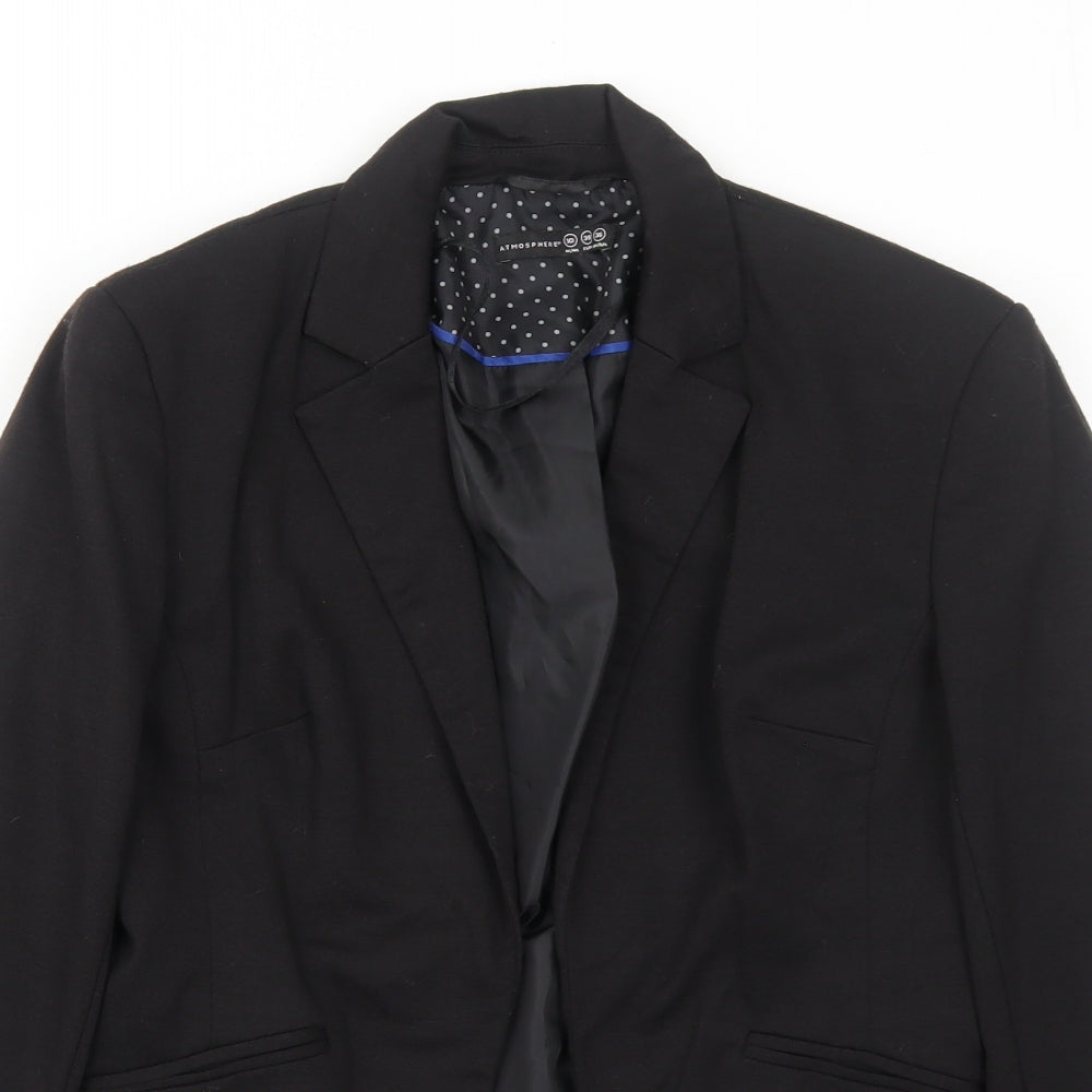 Atmosphere Womens Black Polyester Jacket Blazer Size 10 - Open