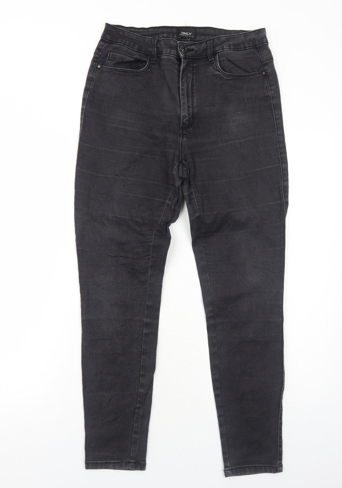Only Womens Black Cotton Skinny Jeans Size L Regular Zip